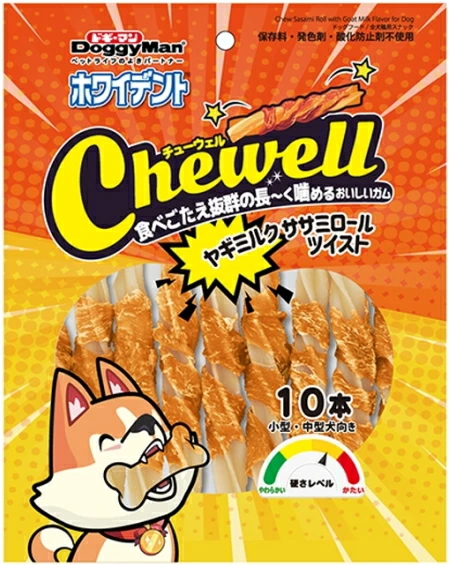 ドギーマンハヤシ ホワイデント Ｃｈｅｗｅｌｌ ヤギミルクササミロールツイスト １０本ｘ２４個（入れもの売りわたす）