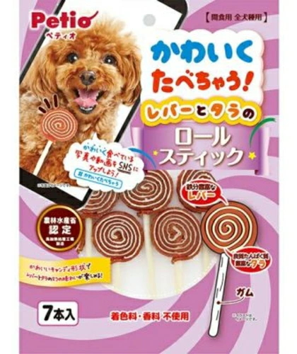 ペティオ　かわいくたべちゃう！　レバーとタラのロールスティック　７本入ｘ３０個（ケース販売）
