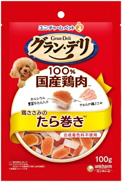 ユニチャーム　グランデリおやつ　鶏ささみのたら巻き　１００ｇｘ３６個（ケース販売）
