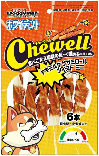 ドギーマンハヤシ　ホワイデント　Ｃｈｅｗｅｌｌ　ヤギミルクササミロールツイストミニ　６本ｘ４８個（ケース販売） 14,166円