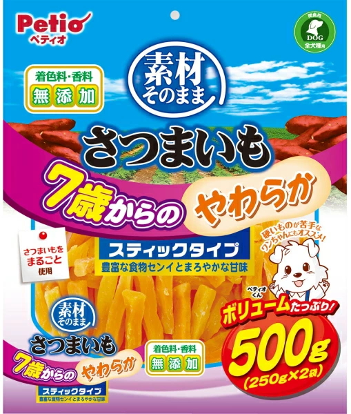 ペティオ　素材そのまま　さつまいも　７歳　スティックタイプ　５００ｇｘ１２個（ケース販売）