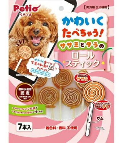 ペティオ　かわいくたべちゃう！　ササミとタラのロールスティック　７本入ｘ３０個（ケース販売）