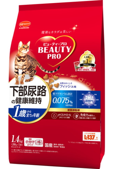 日本ペット　ビューティープロ　猫下部尿路の健康維持　１歳から　１．４ｋｇｘ８個（ケース販売）