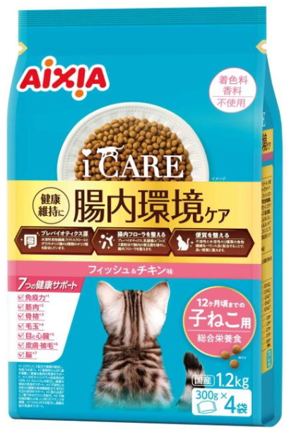 アイシア　ｉ　ＣＡＲＥ　キャットドライ　子ねこ用　フィッシュ＆チキン味　１．２ｋｇｘ６個（ケース販売）