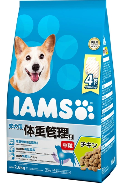 マースジャパン　アイムス　成犬用　体重管理用　チキン　中粒　２．６ｋｇｘ４個（ケース販売）