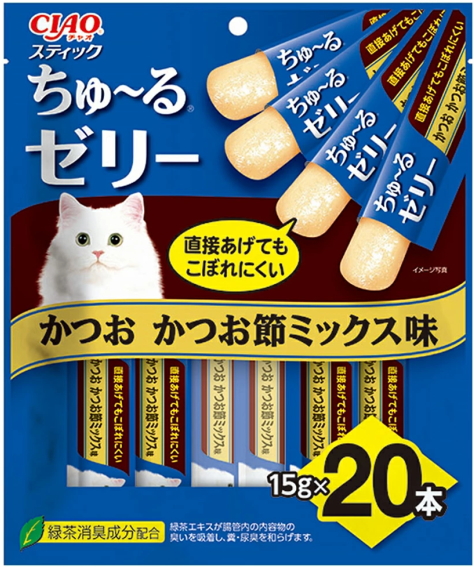 いなばペット　チャオ　スティック　ちゅ〜るゼリー　かつお　かつお節ミックス味　２０本ｘ１６個（ケース販売）　TSC-223
