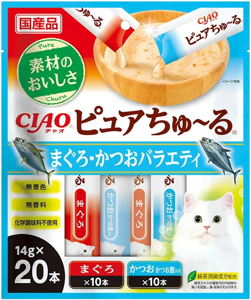 いなばペット　チャオ　ピュアちゅ〜る　まぐろ・かつおバラエティ　１４ｇｘ２０本ｘ１６個（ケース販売）　SC-540