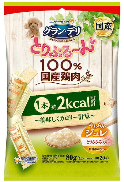 ユニチャーム　グランデリ　とりぷる〜ん　美味しくカロリー計算　ジュレ　とりささみ入り　８０ｇｘ２４個（ケース販売）