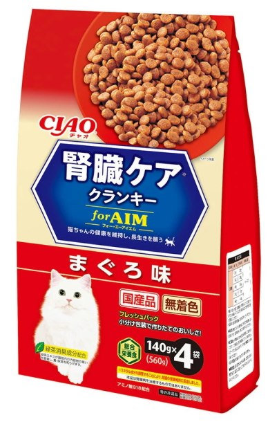 いなばペット　チャオ　腎臓ケアクランキー　かつお節入り　まぐろ味　１４０ｇｘ４袋ｘ１２個（ケース販売）　P-164