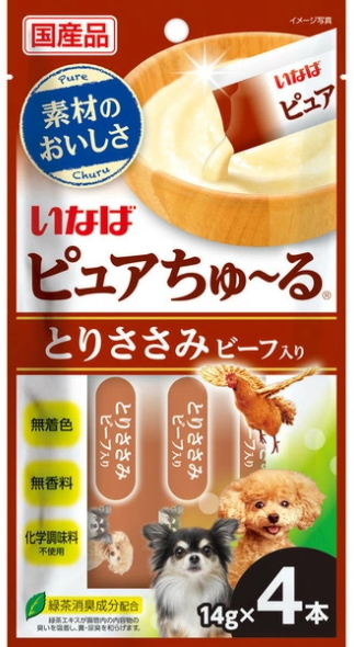 いなばペット　いなば　ピュアちゅ〜る　とりささみ　ビーフ入り　１４ｇｘ４本ｘ４８個（ケース販売）　DS-199 6,298円
