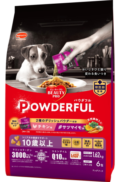 日本ペット　ビューティープロ　ドッグ　パウダフル　１０歳以上　チキン味・サツマイモ味パウダー付き　１．６５６ｋｇｘ６個（ケース販売） 8,693円