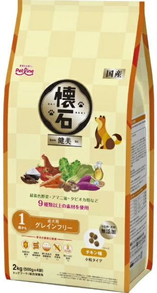 ペットライン　懐石　健美　グレインフリー　１歳から　成犬用　２ｋｇｘ４個（ケース販売）