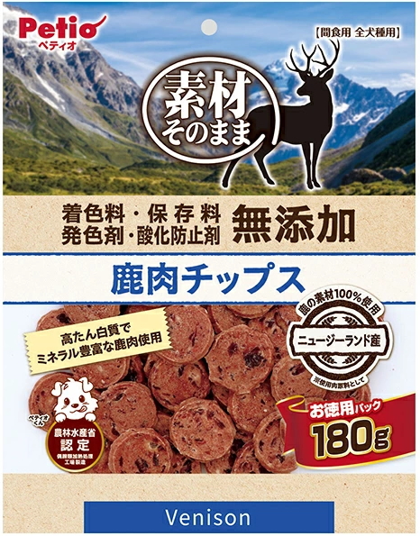 ペティオ　素材そのまま　無添加　鹿肉チップス　１８０ｇｘ２０個（ケース販売）