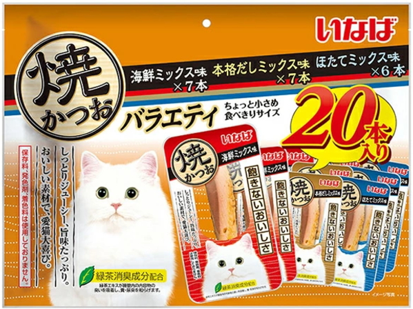 いなばペット　焼かつお　成猫用バラエティ　２０本入ｘ８個（ケース販売）　QSC-246