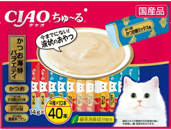 いなばペット　チャオちゅ〜る　かつお海鮮バラエティ　４０本入りｘ８個（ケース販売）　SC-279