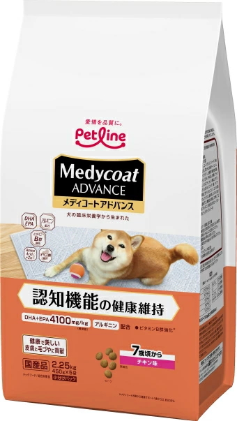 ペットライン　メディコート　アドバンス　認知機能の健康維持　7歳頃から　チキン味　２．２５ｋｇｘ４個（ケース販売）ＭＣＡ−３４