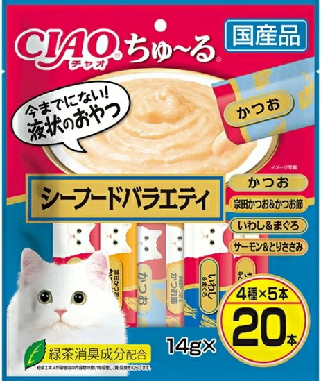 いなばペット　チャオ　ちゅ〜る　シーフードバラエティ　２０本入りｘ１６個（ケース販売）ＳＣ−１９６
