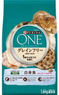ネスレピュリナ　ピュリナワン　グレインフリー　１歳から全ての年齢に　白身魚　１．６ｋｇｘ６個（ケース販売）
