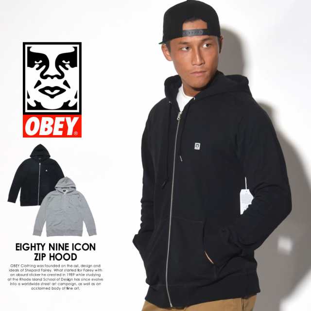 Obey Mens Eighty Nine Icon Zip Fleece Sweatshirt