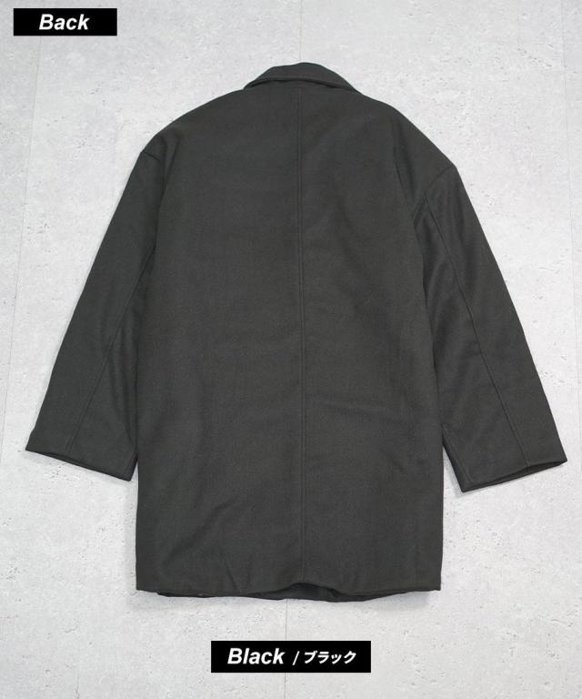 ウールライク オーバーサイズ チェスターコート メンズ 裏キルティング