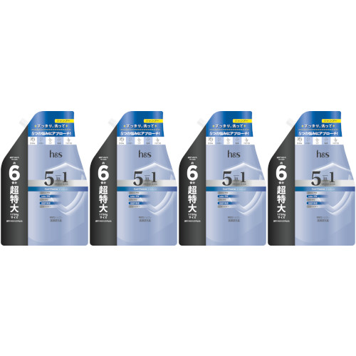 【4個セット】ｈ＆ｓ ５ｉｎ１ クールクレンズ シャンプー つめかえ超特大サイズ 1750g(4987176243263-4)