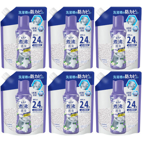 【6個セット】レノア煮沸レベル消臭抗菌ビーズ 洗濯槽の防カビ クリーンフレッシュの香りつめかえ用特大 1040ml(4987176247476-6)