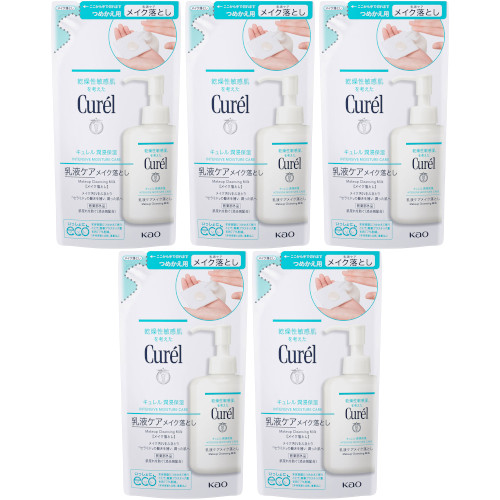 【5個セット】キュレル 潤浸保湿 乳液ケアメイク落とし つめかえ用 180ml(4901301447586-5)の通販は
