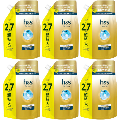 【6個セット】ｈ＆ｓｆｏｒｍｅｎ ゴールド２ｉｎ１ シャンプー 超特大サイズ 800ml(4987176271112-6)