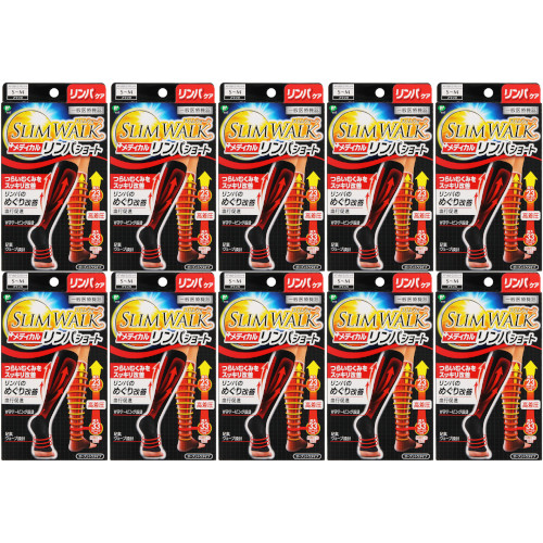 【10個セット】スリムウォーク メディカルリンパショート Ｓ〜Ｍ ブラック 1足(4902522670821-10)
