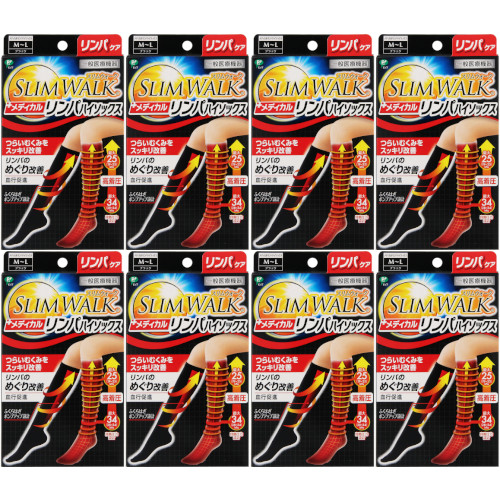 【8個セット】スリムウォーク メディカルリンパハイソックス Ｍ〜Ｌ ブラック 1足(4902522671880-8)