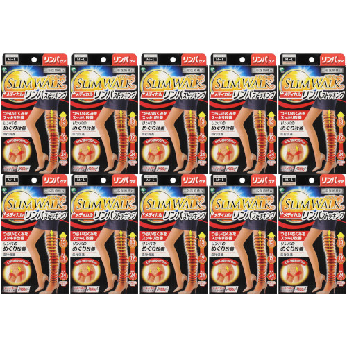 【10個セット】スリムウォーク メディカルリンパストッキング Ｍ〜Ｌ ピュアベージュ 1足(4902522672689-10)