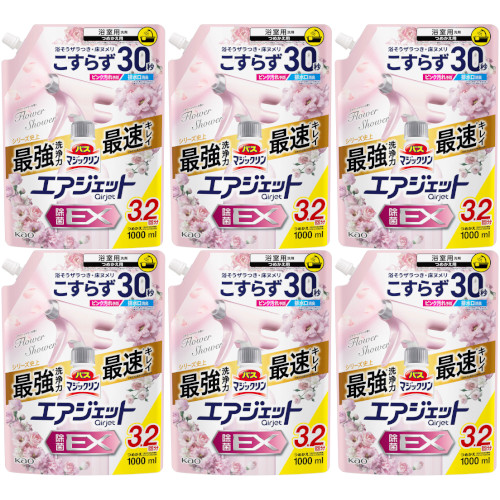 【6個セット】バスマジックリン エアジェット 除菌ＥＸ フラワーシャワーの香り つめかえ用 1000ml(4901301453273-6)
