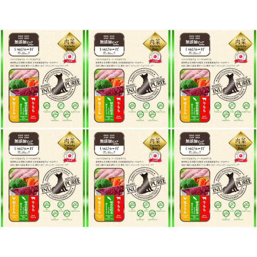 【6個セット】いぬぴゅ〜れ 鶏ささみ/牛もも/緑黄色野菜ミックス鶏ささみ入 60本(各20本)(4571130145030-6)