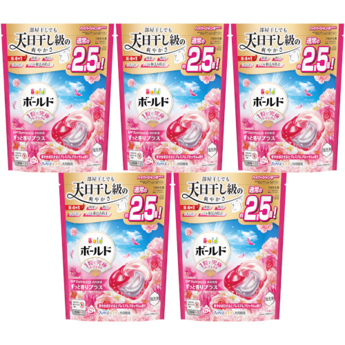 【5個セット】ボールドジェルボール４Ｄ華やかプレミアムブロッサムの香り つめかえハイパージャンボサイズ 28個入(4987176292612-5)