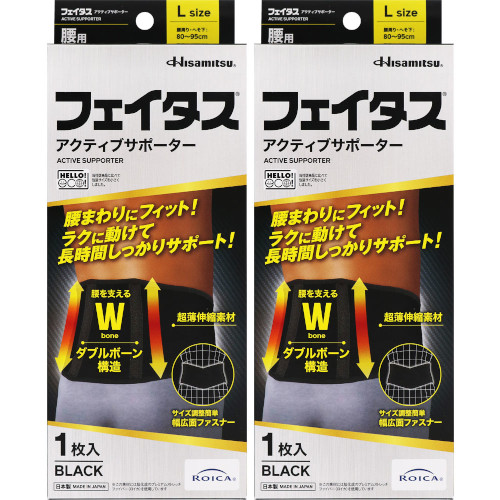 【2個セット】フェイタス アクティブサポーター 腰用 Lサイズ BLACK 1枚【定形外郵便】(4987188124352-2)