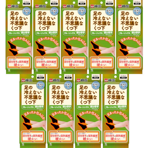 【9個セット】足の冷えない不思議な靴下 クルーソックス厚手 ブラック 1足(4901548401747-9)