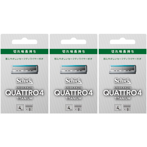 シック クアトロ４ チタニウム 替刃 8個入【3個セット】【定形外郵便】(4891228310875-3)