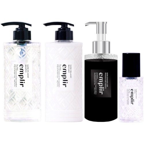 【4種セット】アンプリール ウォーターベール モイストシャンプー＆トリートメント各420ml+ヘアオイル80ml+プレミアムヘアエッセンス210ml(4595643434481_498_504_627)