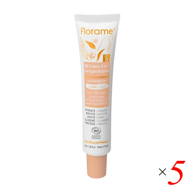 フローラム 5in1スキンケアBBクリーム 40ml 5本セット Florame 自然な仕上がり オーガニック認証 保湿ケア SPF含有 ベースメイク