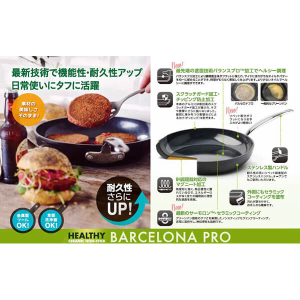 【当店最大16%+日曜5%】〜6/15(月)9:59！フライパン IH フッ素不使用 グリーンパン バルセロナプロ フライパンガラス蓋セット28cm 送料無料_5