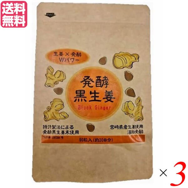 生姜 ブラックジンジャー サプリ 発酵黒生姜 90粒(39g) 3個セット 送料無料の通販は