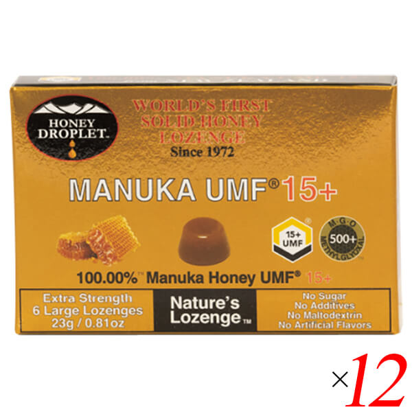 マヌカハニー キャンディ のど飴 ハニードロップレット マヌカハニーUMF15+（のど飴）18g/6粒 12個セット ハニージャパン