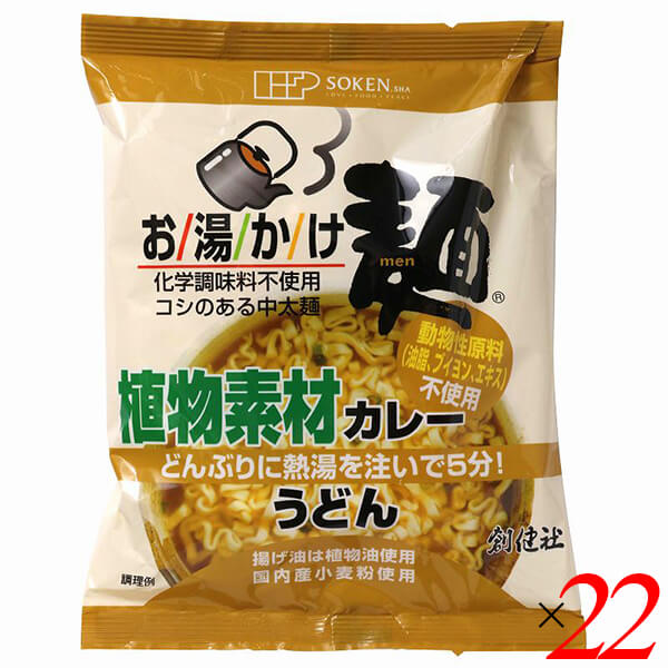 【2/3(月)限定！ポイント8~10%還元！】創健社 お湯かけ麺 植物素材カレーうどん 81g 22個セット ヴィーガン ビーガン 中太麺 4,813円