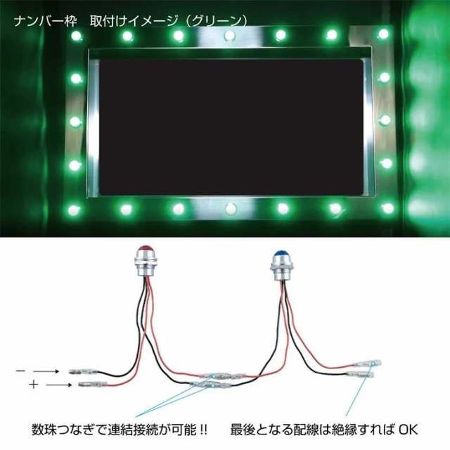 トラック用 平型ナンバー枠 大型 40×奥行60ｍｍ パイロットランプ 24V 20ヶセット