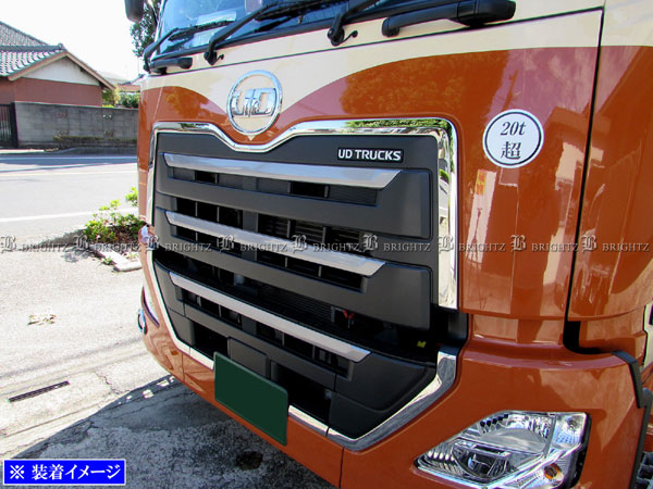 BRIGHTZ UDトラックス クオン 超鏡面ステンレスメッキサラウンドグリルモール 6PC TRUCK−L−065_3
