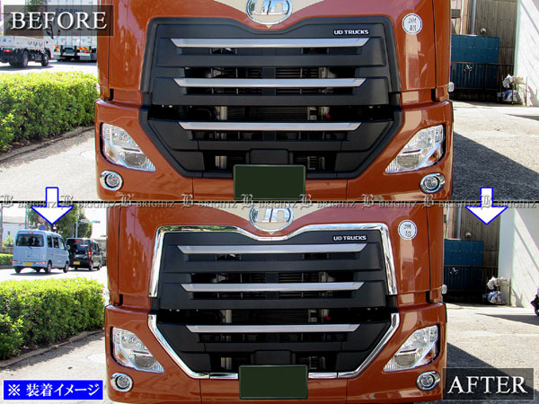 BRIGHTZ UDトラックス クオン 超鏡面ステンレスメッキサラウンドグリルモール 6PC TRUCK−L−065_4