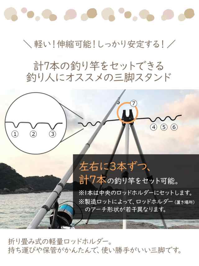 釣り竿ホルダー 三脚スタンド 折り畳み 伸縮 56~116cm 釣り竿