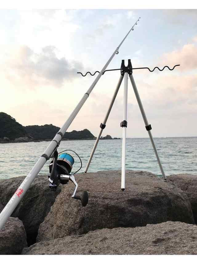 釣り竿ホルダー 三脚スタンド 折り畳み 伸縮 56~116cm 釣り竿