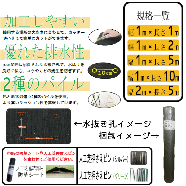 シンセイ　リアル人工芝 つや消しタイプ 幅1mx長さ5m　芝丈30mm　【代引不可/沖縄県配達不可】_1