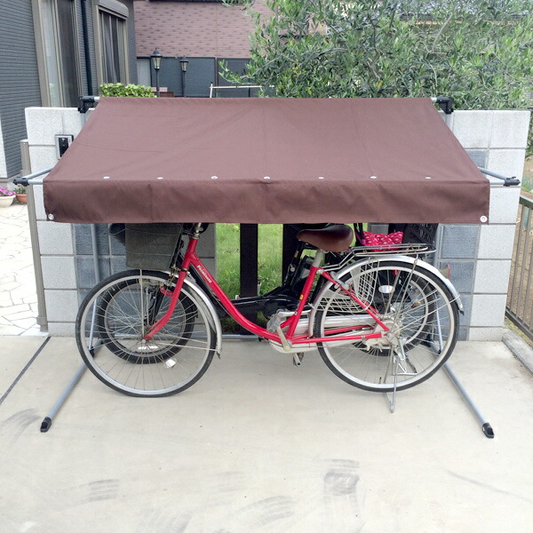 サイクルポート 本体 ブラウン ASP-02BW 自転車 二台用 ガレージ 雨除 UVカット加工 撥水加工 代引き不可_1